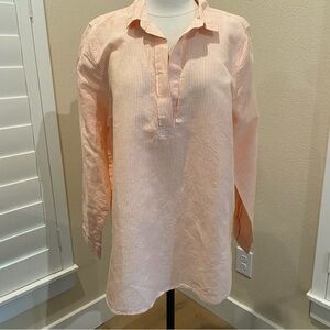 NWT J. Crew Tunic Linen Blend Orange Stripe Long Sleeve Large